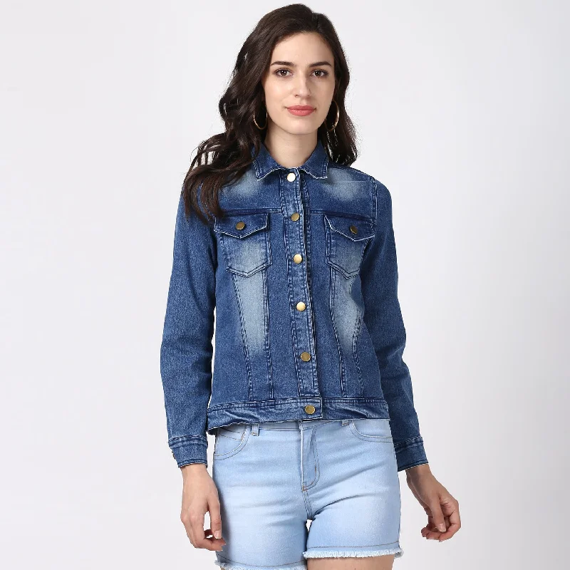 Women's Hand Painted Denim Jacket -Pop - StyleStone