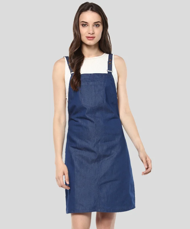 Women's Denim Dungaree Dress - StyleStone