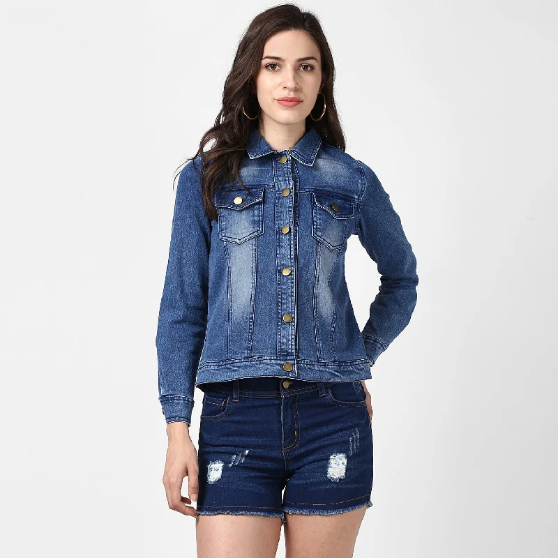 Women's Hand Painted Denim Jacket -Pow - StyleStone