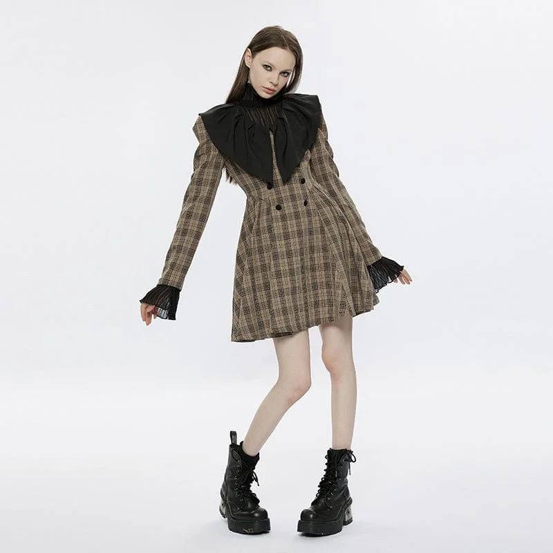 Women's Grunge Doll Collar Plaid Dress