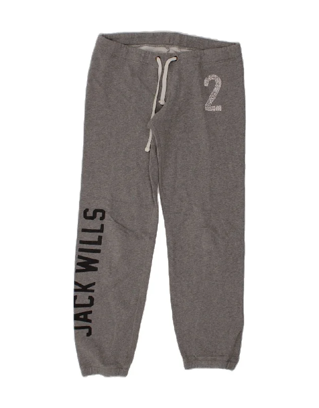 JACK WILLS Womens Graphic Tracksuit Trousers Joggers UK 10 Small  Grey