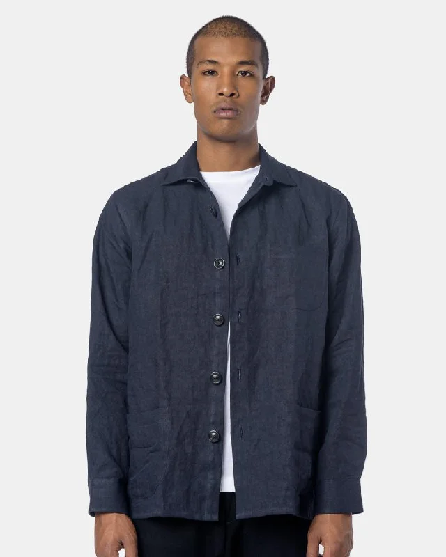 Overshirt Linen One in Dark Navy