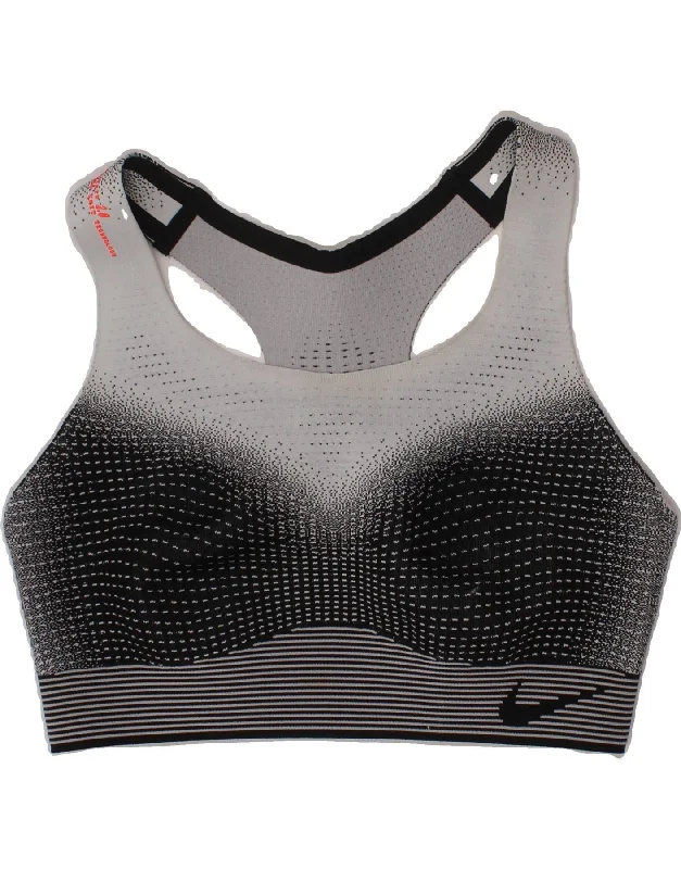 NIKE Womens Sport Bra Top UK 16 Large Grey Colourblock Polyester