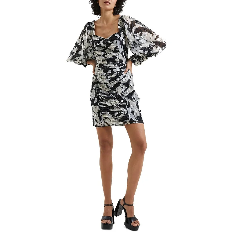 French Connection Womens Floral Printed Above Knee Bodycon Dress