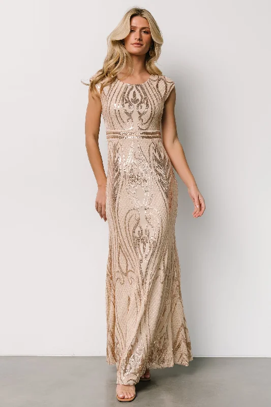 Alessia Sequin Gown | Champagne