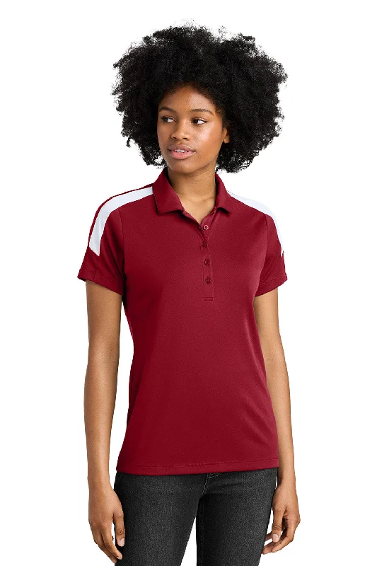 Sport-Tek Womens Moisture Wicking Competitor United Short Sleeve Polo Shirt - Deep Red/White - New