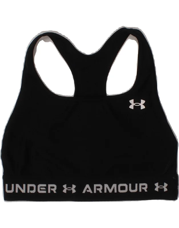 UNDER ARMOUR Womens Graphic Sport Bra Top UK 6 XS Black Polyester