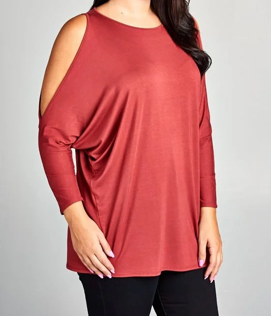 Cozy Comfort Basic Open Shoulder Top