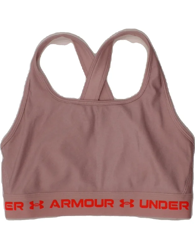 UNDER ARMOUR Womens Compression Graphic Sport Bra Top UK 12 Medium Pink