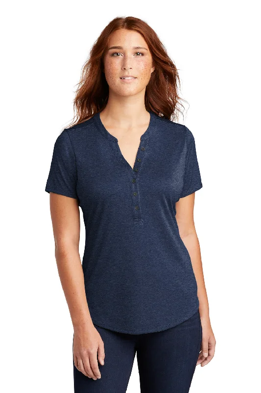 Sport-Tek Womens Endeavor Moisture Wicking Short Sleeve Polo Shirt - Heather Dark Royal Blue - Closeout