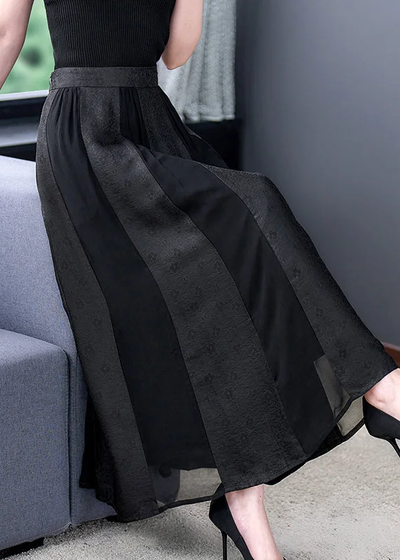 Personalized Printing Design Modern Black Print High Waist Maxi Skirts Fall