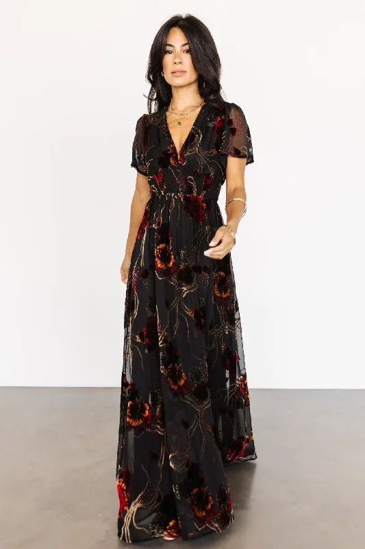 Valen Maxi Dress | Black Multi