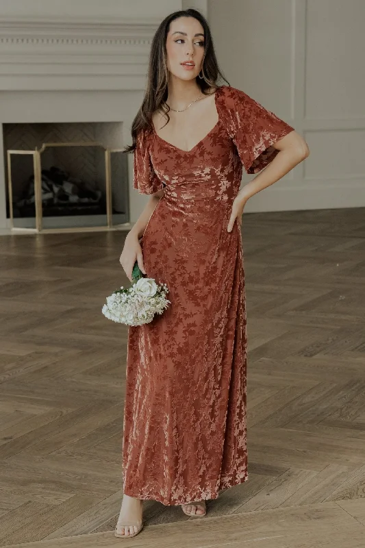 Everley Velvet Maxi Dress | Cinnamon