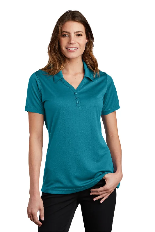 Sport-Tek Womens Micro-Mesh Moisture Wicking Short Sleeve Polo Shirt - Blue Wake