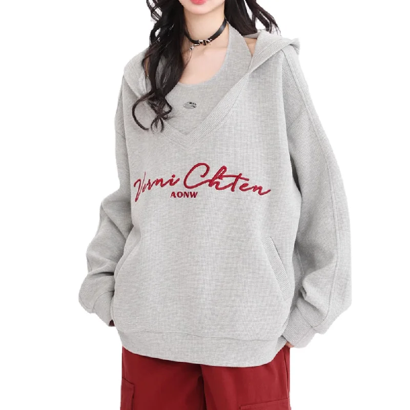 Women's Halter Solid Color Waffle Hoodie