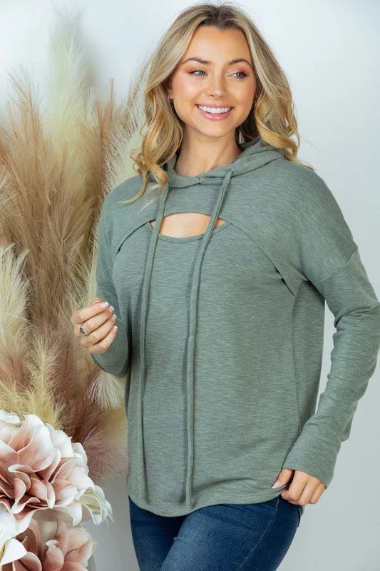 Light Olive Keyhole Hoodie