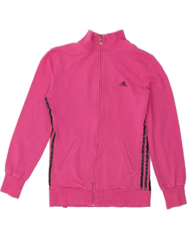 ADIDAS Womens Tracksuit Top Jacket EU 38/40 Medium Pink Cotton