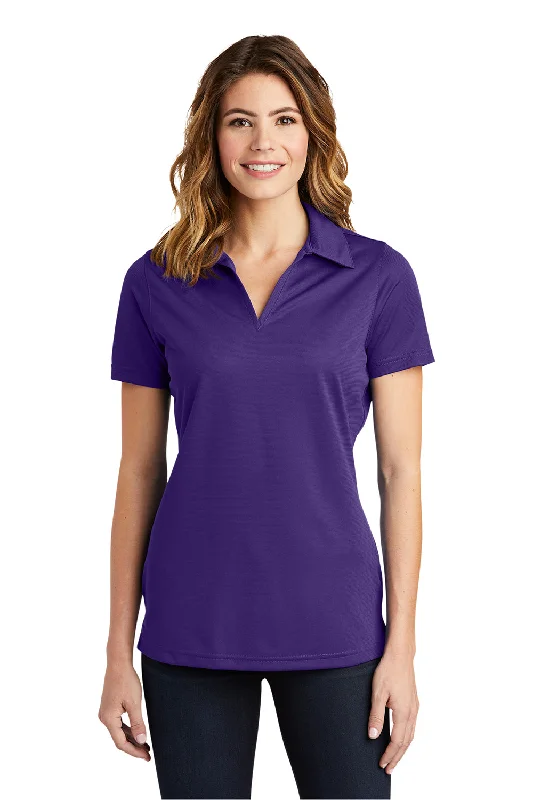 Sport-Tek Womens Active Mesh Moisture Wicking Short Sleeve Polo Shirt - Purple - Closeout