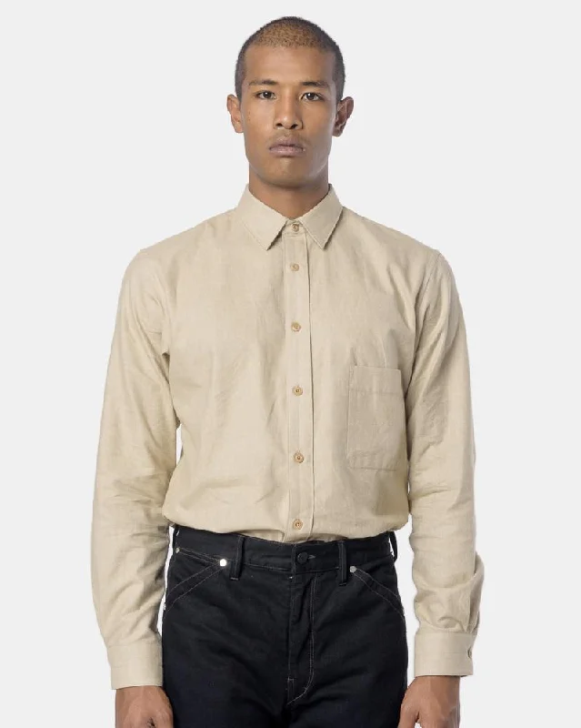 Straight Collar Shirt in Beige