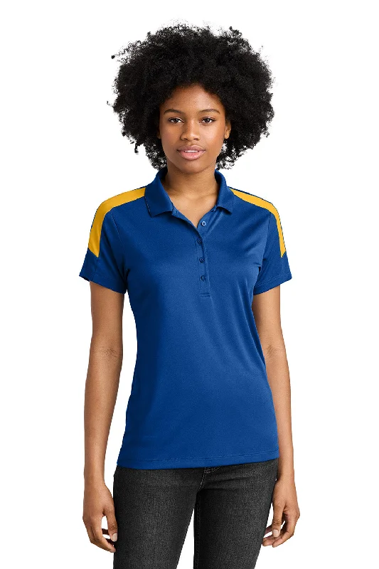 Sport-Tek Womens Moisture Wicking Competitor United Short Sleeve Polo Shirt - True Royal Blue/Gold - New