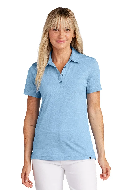 TravisMathew Womens Sunnyvale Wrinkle Resistant Short Sleeve Polo Shirt - Heather Strong Blue - New