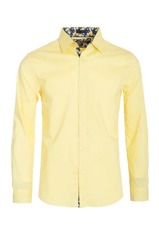 Yellow Solid Cotton-Stretch L/S Shirt (4030)