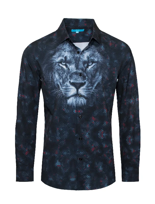 Black Lion Digital Printed Stretch Shirt 4407