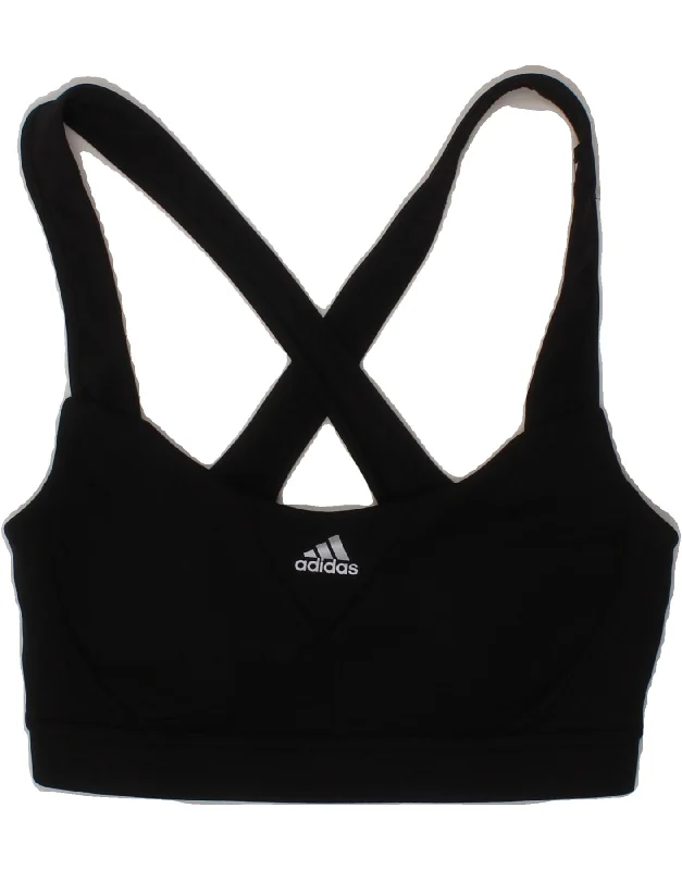 ADIDAS Womens Sport Bra Top UK 0/2 2XS Black Polyester