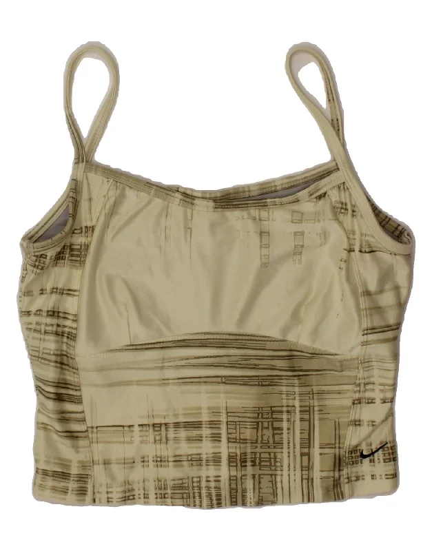 NIKE Womens Abstract Pattern Vest Top US 8/10 Medium Beige Polyester