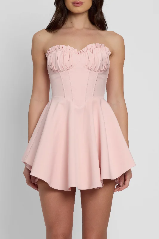 Fashion Layers Genoa Corset Flare Mini Dress - Pink
