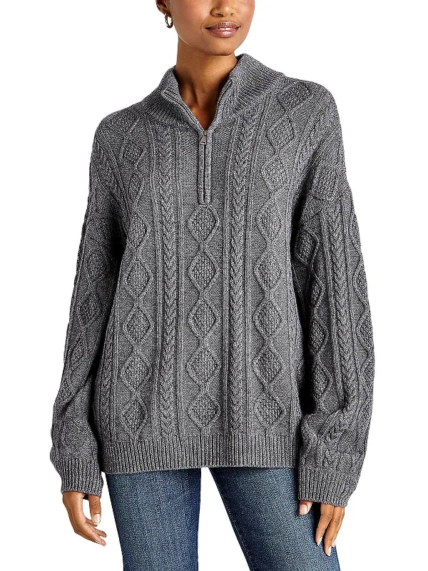 Dakota Womens Cable Knit 1/4 Zip Pullover Sweater