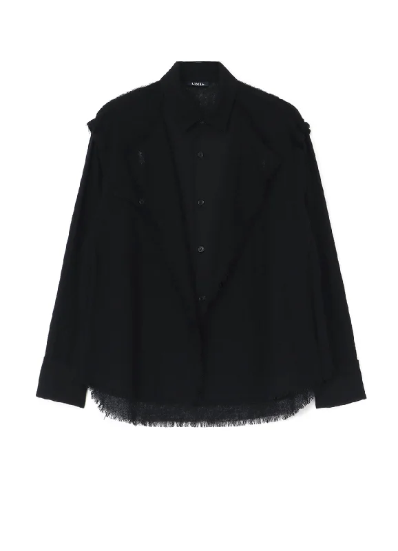 GAUZE + SERGE SHIRT WITH LAYERED FRONT DESIGN A