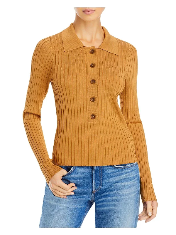 Womens Plaited Polo Pullover Sweater