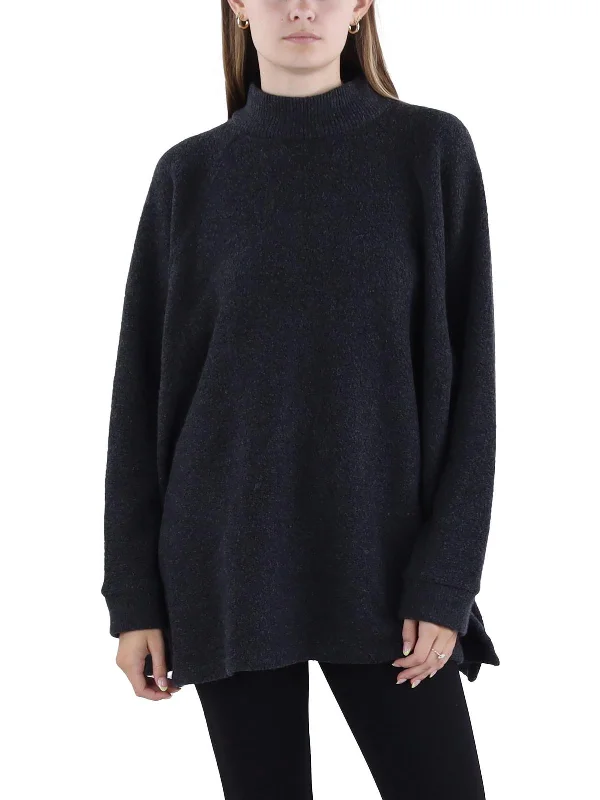 Womens Wool Batwing Mock Turtleneck Sweater