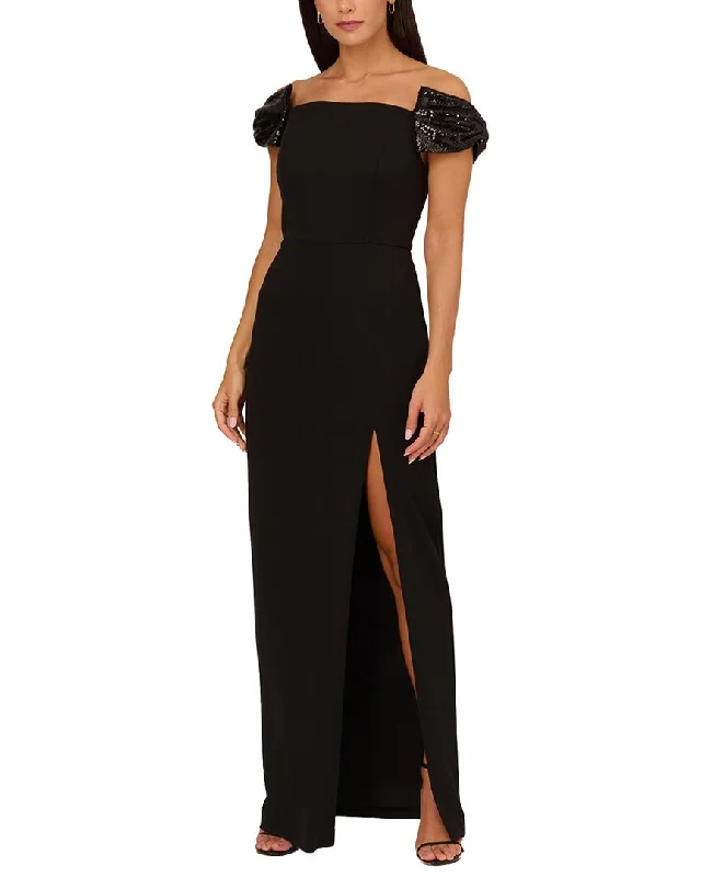 Aidan Mattox Stretch Knit Crepe Gown