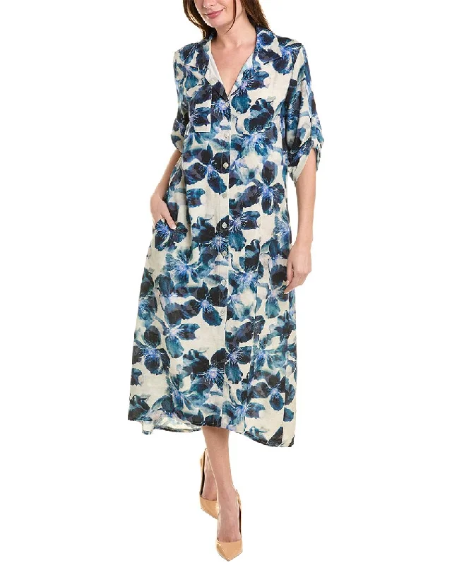 Joseph Ribkoff Floral Linen-Blend Shirtdress