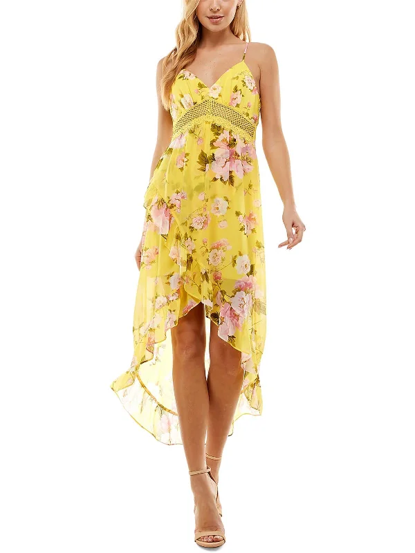 Smart Casual Juniors Womens Floral Printed Hi-Low Midi Dress