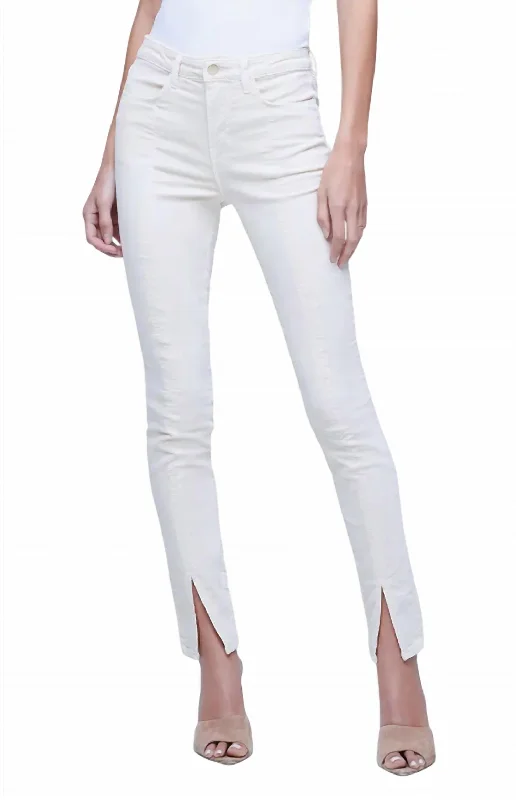 Jyothi Split Ankle Skinny Jeans In Champagne