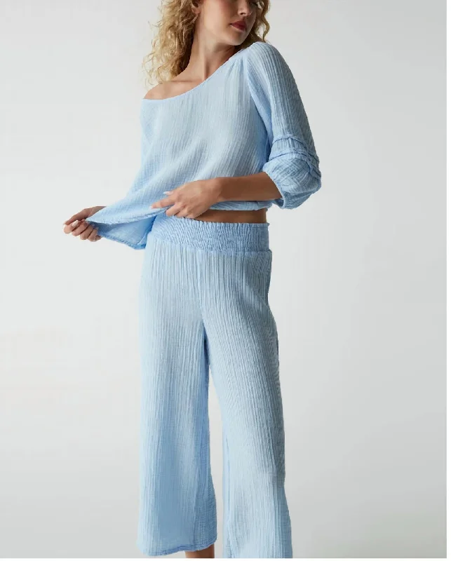 Medina Cropped Gauze Pant In Water