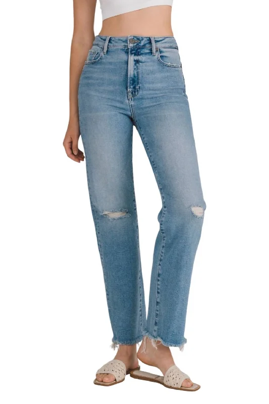 Tracey High Rise Wide Straight Jean In Medium Light