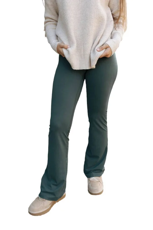 Yoga Flared Leg Pants In Smoked Spruce