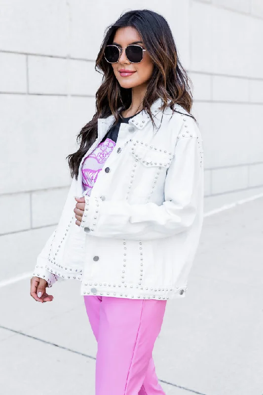 All I Think About White Studded Jacket FINAL SALE