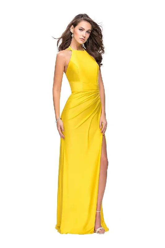 La Femme - 26141 High Halter Draped Jersey Sheath Gown