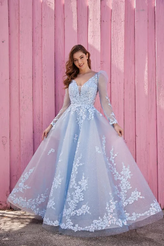 Ellie Wilde Long Sleeve Ball Gown EW35106