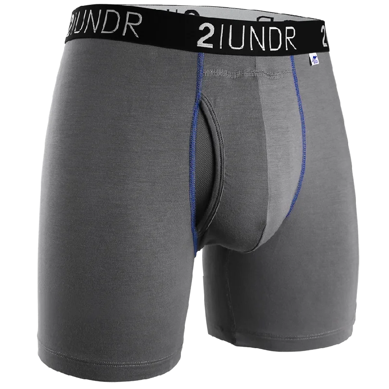 2UNDR Swing Shift 6" Boxer Brief 2U01BB.001 Grey/Blue