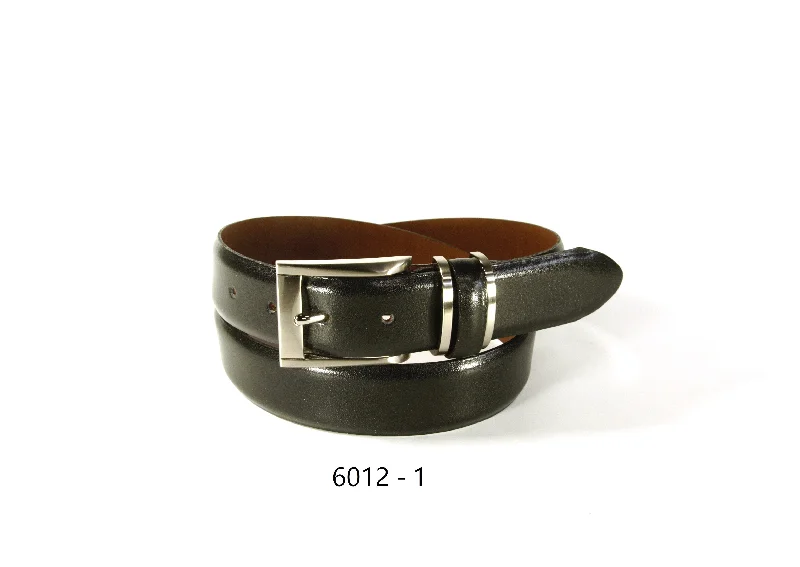 Black Leather Belt with 2 ring keeper 6012