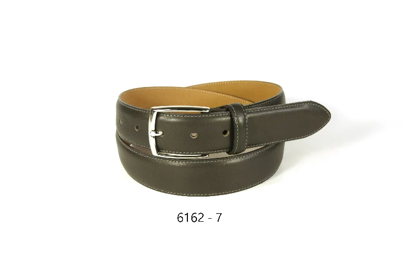 Leather Belt with top stitch 6162-7 Grey