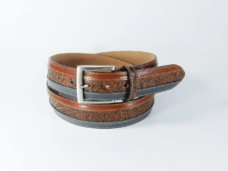 Three Leather belt with Nickle finished buckle Brown