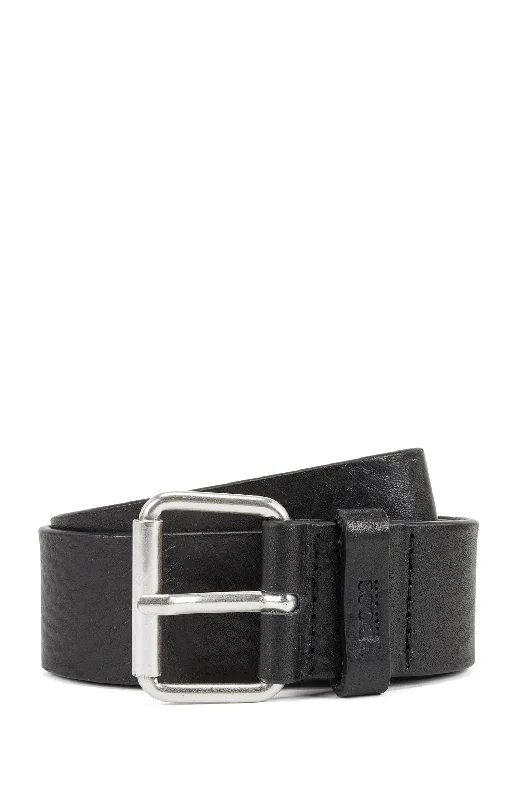 Vegetable-tanned leather belt with chisel tip Style Serge-VA_Sz40 - 50430052 BLack