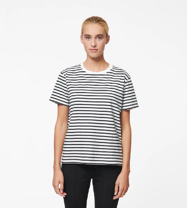 WOMEN'S LIGHTWEIGHT PIMA COTTON STRETCH STRIPE BOYFRIEND T-SHIRT 100